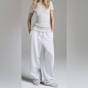 Skims cotton fleece Classic Straight Leg sweatpants | Light Heather Grey |size S